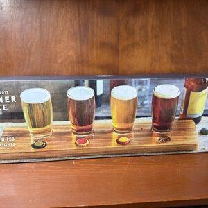 Craft Beer Flight Set with Wooden Paddle